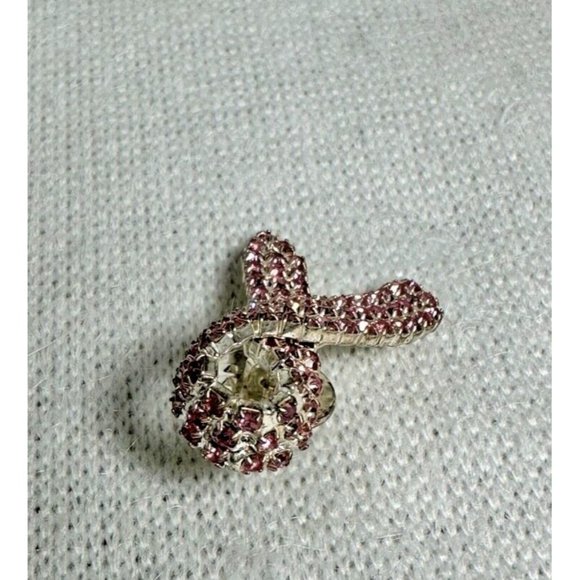 Breast Cancer Awareness Lapel Pin Encrusted in Pink and White Crystals - 1 1/8" - Picture 5 of 5